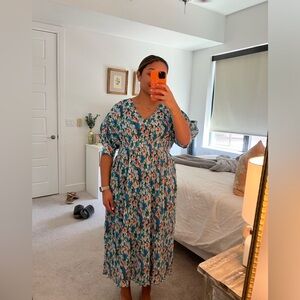 GANNI Floral Azure Blue Maxi Dress